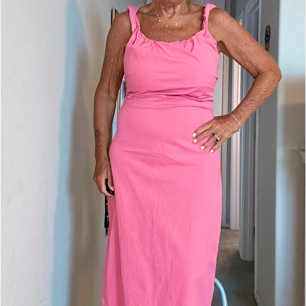 Zara Pink Cotton/Elastane Stretch Mid/maxi Dress NWT Medium